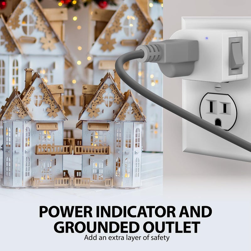 Fosmon Grounded Outlet Switch, ON/Off Switch (3 Pack), 3 Prong Plug in Electrical Switch, 245J Single Port Electric Switch Adapter Surge Protector, Power Switch Outlet Extender, White, ETL Listed - Image 5